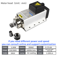 2.2kw 220V 380V 18000rpm Moteur de broche électrique refroidi par air pour fraiseuse de forage de routeur CNC