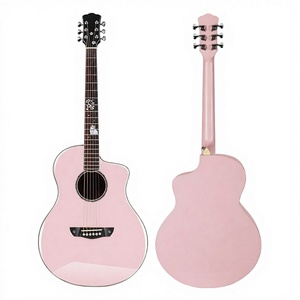 Chitarra Acustica EARTHGRACE DS-Civet con Top in Abete Massello, Manico in Mogano, 39 Pollici, Finitura Lucida, con Risonatore, Collezione Girls, Intarsio Gatto - Product Image 1