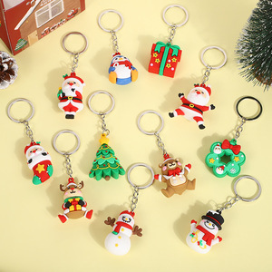 New Christmas Series Silver Chain Keychain Cute Cartoon PVC Doll Creative 3D Santa Claus Pendant Small Gift From China - Product Image 1