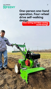 Motoculteur à essence 4x4 pour le désherbage et le labourage, machine agricole pour le desserrage du sol dur, commande à une main pour une personne, simplifié - Product Image 3