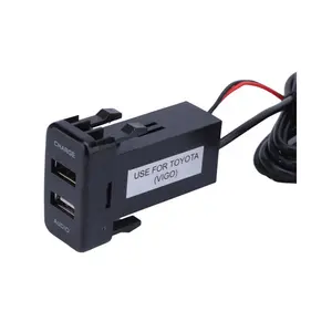 DC 12V-24V 2.1A Output 2 Ports Audio Socket Charger USB For Bus RV Motorcycle SUV