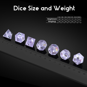 Juego de Dados Poliédricos de Vidrio Agrietado, Dados D&D Personalizados de 16 mm con Acabado Escarchado y Caja Metálica, Color Morado - Product Image 4