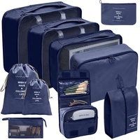Ensemble de cubes de rangement pour voyage, 10 pièces, organiseurs de bagages avec trousse de toilette pour valise, sacs essentiels de voyage