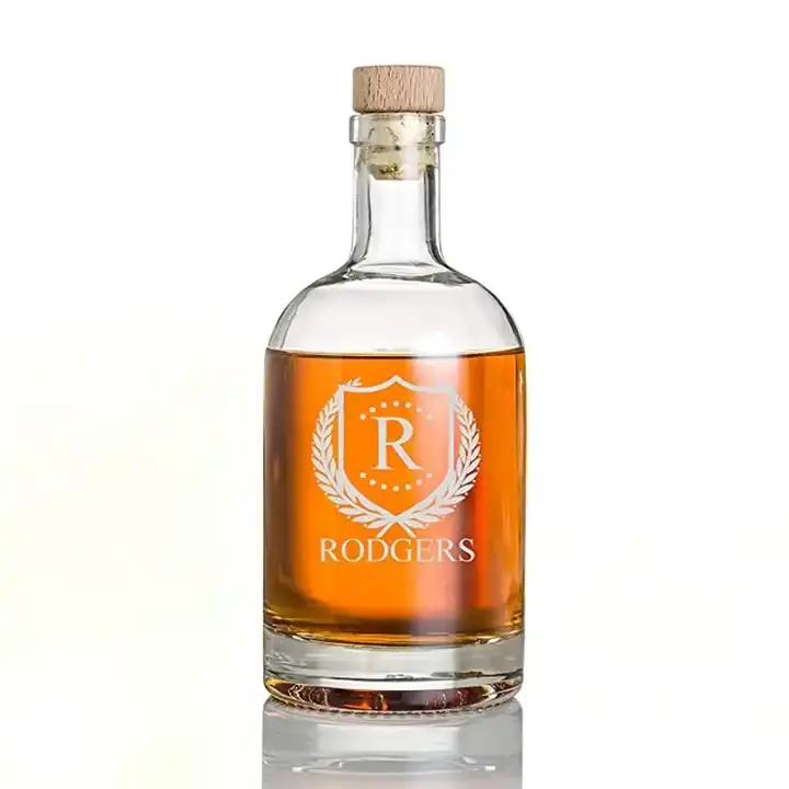 Fábrica al por mayor vacía 375ml 500ml 700ml botella de licor de vidrio con corcho personalizado 750ml whisky vodka gin Spirit botella de vidrio