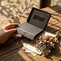 Boîte en carton en forme de livre à succès, avec couvercle rabattable et doublure en mousse EVA, pour emballage d'accessoires électroniques, boîte cadeau pour clé USB