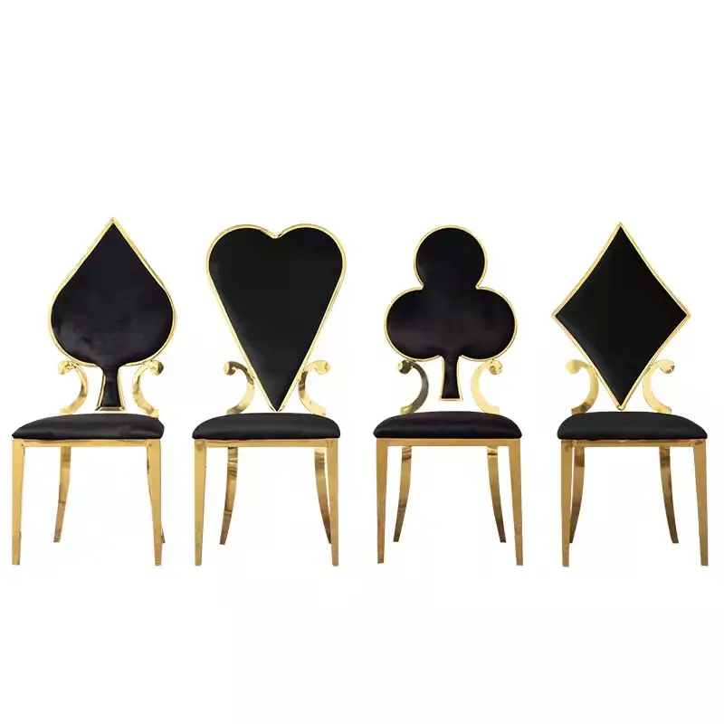 Sedia da ristorante classica di lusso moderna economica nera simbolo di Poker sedia da ristorante in velluto sedia da pranzo da Poker in acciaio inossidabile di nuovo Design in metallo