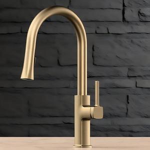 Robinet de cuisine extractible en laiton massif robuste, mitigeur monocommande anti-fuite à poser sur évier pour usage quotidien familial - Product Image 3