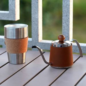 Funda de cuero para cafetera, funda de cuero PU anti-calor, funda de cuero para mini tetera de acero inoxidable - Product Image 3