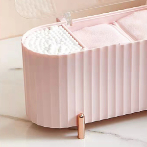 Three-Compartment Makeup Organizer Featuring Adorable Bow-Knot Design,Spacious <b>Storage</b> <b>Box</b> for Storing Swabs And Powder Puffs. - Product Image 5