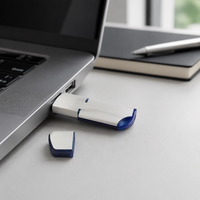 Clé USB promotionnelle en forme de lame en plastique argenté 4 Go avec logo personnalisé