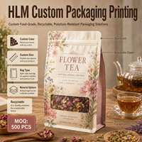 Sachets d'emballage personnalisés pour thé aux fleurs, pochettes à fond plat à huit soudures latérales, sacs refermables en Mylar pour café et thé, qualité alimentaire, vente en gros directe usine