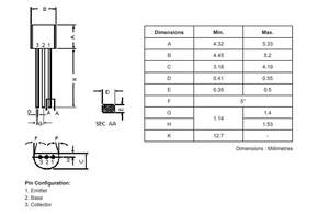 Bridgold 100pcs NPN PNP Bipolar PBP Transistor Low Power 100mA 3-Pin Comprenant 50 <span class=keywords><strong>BC547</strong></span> et 50 <span class=keywords><strong>BC557</strong></span> Catégorie de produit ICs - Product Image 2