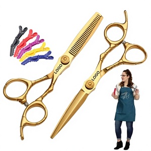 Ciseaux de coiffure professionnels en or, acier japonais, lame tranchante, poignée ergonomique, pour droitiers, avec repose-doigts - Product Image 5
