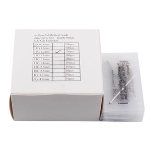 Aiguilles de perçage jetables de 50 mm, boîte de 100 pièces, stériles, creuses, calibres mixtes 10G 12G 13G 14G 15G 16G 18G 20G - Product Image 1