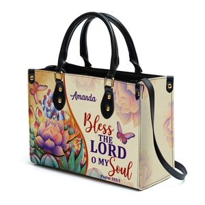 Bem-aventurada é a mulher que confia no Senhor personalizado flor bolsa de couro grande capacidade personalizado casual festa sacola presente - Product Image 4