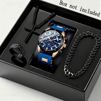 YuSa1330 Lot de 4 montres de luxe pour hommes, grand cadran, mouvement à quartz, ensemble de bijoux, Reloj Hombre