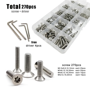 270X M2.5 M3 M4 M5 hỗn hợp kích thước 304 A2 thép không gỉ cột Pin Torx phẳng chìm đầu chống trộm an ninh vít bu lông Bộ Chìa Khóa - Product Image 2