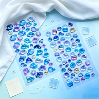 Autocollants en époxy 3D transparents effet cristal sur le thème de la vie marine transfrontalière, motifs coquillages et étoiles de mer mignons, pour journalisation, Koo-kards et loisirs créatifs DIY