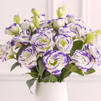 Bunga Lisianthus Artifisial Laris Manis untuk Dekorasi Pernikahan dan Rumah, Lisianthus Sutra Putih Pink 4 Kepala untuk Rangkaian Bunga