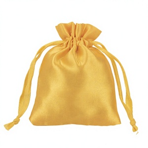 Pochette de luxe dorée en satin de qualité supérieure avec cordon de serrage, sacs de rangement pour bijoux, forme rectangulaire, conteneur pour cadeaux et faveurs, mini emballage - Product Image 2
