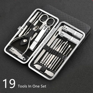 Vente chaude 8/12/16/19 pièces manucure pédicure coupe-ongles ensemble en acier inoxydable coupe-ongles ciseaux <span class=keywords><strong>Kit</strong></span> de toilettage avec étui de voyage - Product Image 2