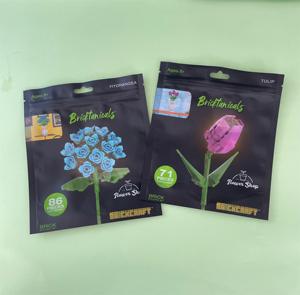 발렌타인데이 선물 <span class=keywords><strong>2025</strong></span> 꽃 블록 장난감 세트 장난감 블록 포장용 지퍼가 있는 나일론 파우치 가방 - Product Image 1