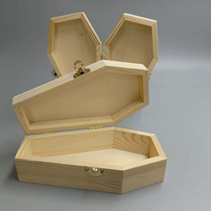 Оптовая продажа, натуральный гроб для домашних животных, большой деревянный подарочный гроб для Хэллоуина, незаконченная деревянная коробка для колец с откидной крышкой - Product Image 4