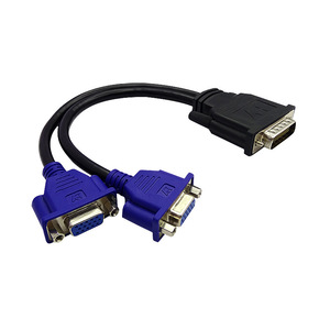 Custom DVI 25 Pin Male to Dual <b>VGA</b> 15 Pin Female <b>Splitter</b> Cable with PVC Jacket Braid Shielding for HDTV Computer Projector - Product Image 6