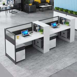 Conjunto de Escritorio y Silla de Oficina Comercial con Caja de Cables Desmontable, Diseño de Partición Moderno y Minimalista - Product Image 3