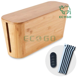 กล่องจัดการสายเคเบิลไม้ไผ่กล่องจัดระเบียบสายไฟกล่องจัดการสายเคเบิลไม้สำหรับแถบและสายไฟ - Product Image 6