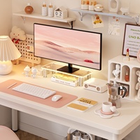 Support de moniteur d'ordinateur en alliage d'aluminium rose transparent, base de tablette, hauteur réglable, rangement suspendu pour bureau