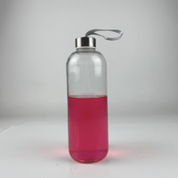 500ml 750ml 1000ml Bouteilles en verre de boisson à eau claire transparente populaire ronde avec ficelle de ruban de bouchon en plastique d'acier inoxydable
