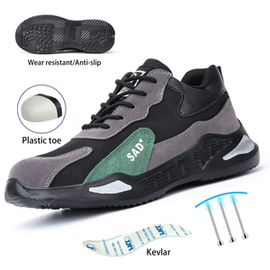 JIANKUN - Zapatos <span class=keywords><strong>de</strong></span> Trabajo <span class=keywords><strong>de</strong></span> Gamuza para Hombre, Estilo Moderno, Transpirables, con Malla, Antideslizantes, Antiaplastamiento, Antipinchazos, con Suela <span class=keywords><strong>de</strong></span> EVA+Goma - Product Image 1