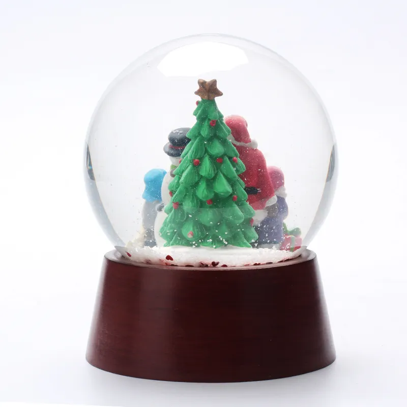 100 мм стеклянный снежный шар на заказ, шарик для воды, сувенирный подарок из смолы, снежный шар с рождественским праздником.