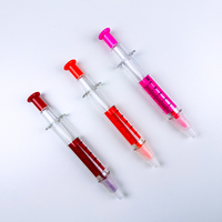 Stylo à seringue 2-en-1 à pointe de coccinelle Surligneur et pointe de brosse oblique Stylo à bille d'injection en plastique Surligneurs à double usage
