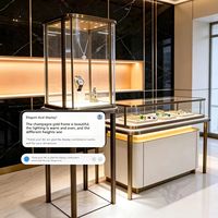 Vitrine à bijoux éco-responsable avec éclairage LED, construction durable, dimensions personnalisables, utilisation polyvalente pour la vente au détail et la décoration intérieure