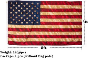 Vintage 3x5 ft eco-friendly poliestere bandiera americana tè macchiato all'aperto degli stati uniti invecchiato storico Banner accessorio - Product Image 3