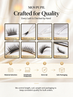 Cils artificiels en grappe faits à la main movpupil, courbure C, 9-13 mm, pour salon et beauté