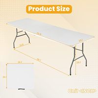 Table pliante moderne de luxe blanche de 6 pieds, table de pique-nique portable pliable en deux en plastique avec poignée de transport