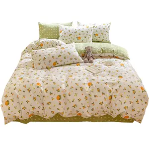 Support OEM Cotton Print Patchwork Printing Low MOQ Bedspread Pillowcase Quilt Cover 4 Piece Bed Set