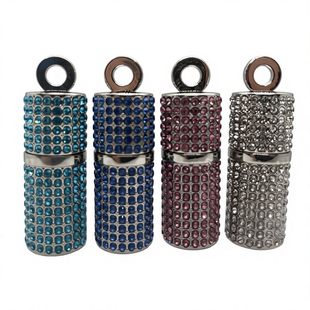High Speed USB2.0 Metal Lanyard Pendrive 4GB-128GB Custom Laser Engraved Logo Personal Crystal Gift Student Computer Accessories