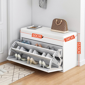 Moderno Organizzatore di Lusso per la Casa, Mobile Portascarpe <span class=keywords><strong>in</strong></span> <span class=keywords><strong>Legno</strong></span> Bianco, Armadio Rotante per Scarpe con Panca - Product Image 3