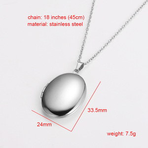 도매 크리스마스 주얼리 선물 여성용 스테인리스 스틸 PVD 골드 도금 타원형 사진 로켓 목걸이 - Product Image 3