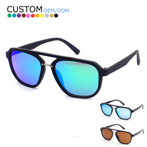 Custom LOGO Luxury Eyewear Shades Retro <b>Square</b> Mirrored Lenses Double Bridge Men <b>Sunglasses</b> - Product Image 1