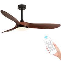 Ventilateur de plafond électrique HSG modèle 666 de 52 pouces avec moteur DC, télécommande, pales noires en ABS, compatible Tuya, pour la décoration de la maison et le salon