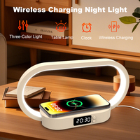 Lampe de chevet intelligente moderne pour cadeau de Noël, veilleuse LED à 3 couleurs avec gradation progressive, charge sans fil, décoration d'intérieur en ABS