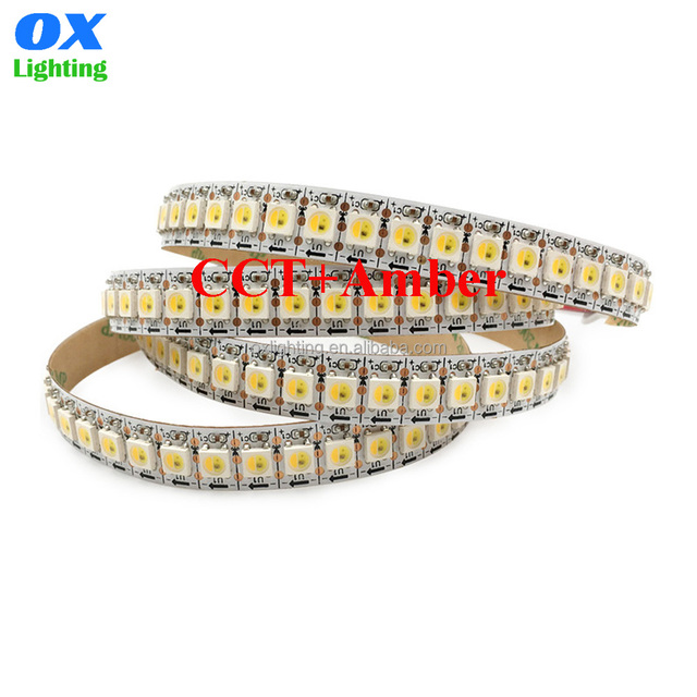 Sk6812 WWA Led Strip CCT Amber 3 in 1 Individually Addressable 5v 5050 Strip Light 60led 144leds Programmable Pixel Led Strip