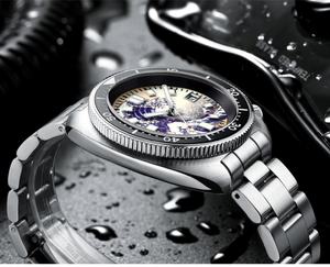 <span class=keywords><strong>Reloj</strong></span> de Buceo Automático Personalizado con Logotipo OEM Sin Marca de 200M para Hombre, <span class=keywords><strong>Reloj</strong></span> de Pulsera con Diseño de Olas de Kanagawa, Japón, Movimiento NH35 - Product Image 5