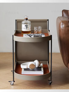 Mesa de comedor móvil de cuero con sillín minimalista italiano para el hogar, sala de estar, balcón, coche, para revistas de café y almacenamiento de alimentos - Product Image 4