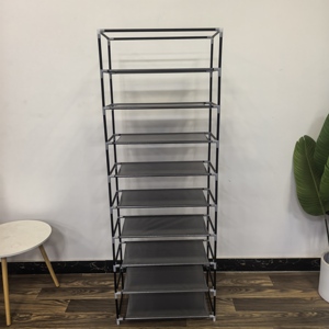 Étagère à chaussures en acier multi-niveaux <span class=keywords><strong>Songmics</strong></span> pour 27 paires de chaussures, organisateur de rangement sur pied, grande capacité, 58 x 28 x 160 cm, noir - Product Image 5